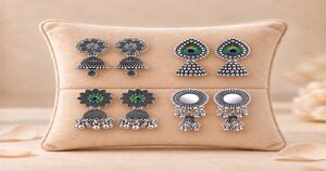 Jhumka Oxidised Silver Earrings