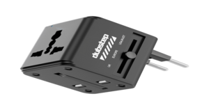Dubstep Voyager 12W Universal Travel Adapter with Dual USB-A Ports & Power Led Light (Black)