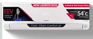 Hitachi Smart Choice 1 Ton 5 Star, New Star rated, Inverter Split AC 