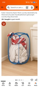 Kuber Industries Nylon Mesh Laundry Basket | Sturdy Material & Durable Handles | Lightweight Laundry Bag
