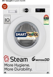 LG Smart Choice, 7 Kg, 5 Star, Steam, Inverter Direct Drive Technology, 6 Motion DD, Fully-Automatic Front Load Washing Machine (FHB1207Z2W, Remove Allergens & Stain, In-Built Heater, Essence White)  + Rs 300 cashback