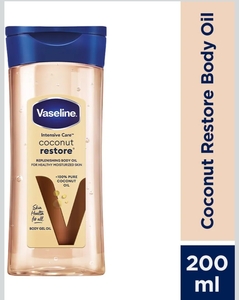 Vaseline Intensive Care Coconut Restore Body Oil | with Coconut Oil | Deep Moisture for Dry Skin | 200 ML