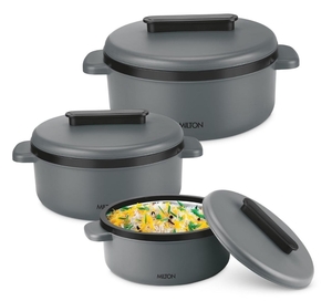 Milton Micronova Jr. Gift Set Inner Stainless Steel Casserole, Set of 3 (380 ml, 775 ml, 1345 ml)