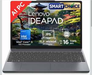 Lenovo IdeaPad Slim 3 Smartchoice (2026) Intel Core 5 320 AI PC (16GB RAM/512GB SSD/15.3" (38.35cm)/WUXGA IPS/Windows 11) Laptop