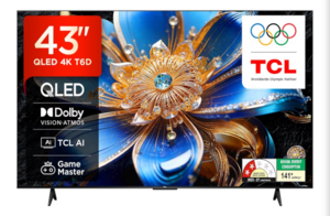 TCL 108 cm (43 inches) Smartchoice 4K Ultra HD Smart QLED Google TV | HDR 10+ | Dolby Vision & Atmos | 30W Speaker Output | Game Master | 43T6D