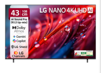 LG 108 cms (43 inches) NU87 AI Series Nano 4K Ultra HD (3840 x 2160) Smart webOS LED TV 43NU870BPLA 2026