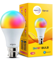 wipro 9W Bluetooth Enabled Smart Bulb B22 | 16 million Colours | White Tunable (Warm, Neutral & Cool White) | Dimmable | App-Control | Music Sync | Schedule & Scenes | Pack of 1