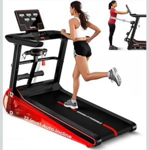 Lifelong FitPro Treadmill | 5HP Brushless Motor | 12 Level Auto Incline with Massager | Max Speed 14 km/hr |Bluetooth | FitShow App| Hydraulic Fold | LED Display with Pulse Sensors| Max Weight 120 kg