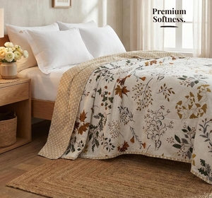 VAS COLLECTIONS Cotton AC Blanket for Double Bed (220×230 cm) | Reversible Soft Lightweight All-Season Blanket | Skin-Friendly