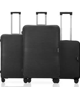 HRX Parabola 3-Piece Luggage Set Haileys Black Polypropylene Hard Shell Suitcase Set 