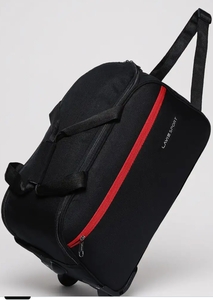 Lavie Sport Polyester Lino M Cabin Size 53 Cms Duffle Wheeler Bag | 2 Wheel Duffle Bag | Duffle Bag With Adjustable Handle, 24 cm, Black
