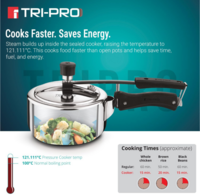 BERGNER Tripro Triply Stainless Steel Inner Lid Pressure Cooker, 2 Litres Pressure Cooker, Even Heat Distribution, Bakelite Sturdy Handle, Healthy Cooking, Easy to Clean, Induction and Gas Stove Ready
