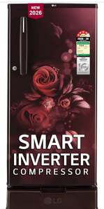 LG 185 L, 4 Star, Smart Inverter, Direct Cool Single Door Refrigerator (GLD1945ZOSE, Scarlet Euphoria, Base stand with Drawer)