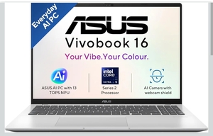 ASUS Vivobook 16 (2026),Intel Core Ultra 5 225H,Intel iGPU,16GB RAM (Upgradeable),512GB SSD,FHD+,16"(40 cm),Windows 11 Home,M365 Basic(1 Year) Laptop