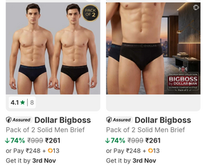 Dollar Briefs : 74 %OFF + Extra Discount with supercoins 