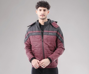 The Indian Garage Co Men's Slim Fit Solid Puffer Jackets