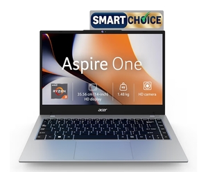 Acer Smartchoice Aspire One, AMD Ryzen 3-7320U, 8GB LPDDR5 RAM/ 256GB SSD, 14.0"/35.56cm TN HD Display, Win 11 Home, Pure Silver, 1.48KG, A114-43, Thin and Light Laptop