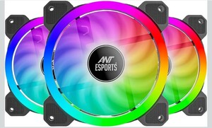 Ant Esports Superflow 120mm 3 IN 1 ARGB Three Dual-Sided ARGB ring light PWM Case Fan Kit - Black, 45.3 CFM Airflow, 1500 RPM