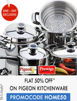 PayTM: Upto 35% off + Extra 50% cashback on Prestige & Pigeon (1 Day Exclusive sale) (Coupon is working)