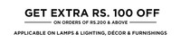 Pepperfry 100 off on 200 (Applicable only on lamps, lighting, decor & furnishings)