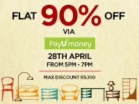 Flat 90% off on Pepperfry.com via PayuMoney on 28th April 5pm–7pm