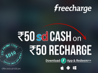 Freecharge snapdeal offer (50 SD cash on recharge of 50)