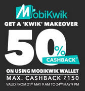 Get 50% cashback on Jabong from Mobikwik, Max cash back is 150 Rs