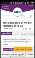 Back again--- Pay Re 1 & get Rs 10 cashback on recharge of 20
