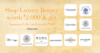 Get Gift Cards worth 500  who has purchased product(s) worth 2000 INR in the luxury beauty store