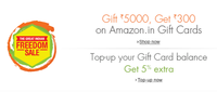 Gift Rs.5,000, Get Rs.300 on Amazon.in Gift Cards