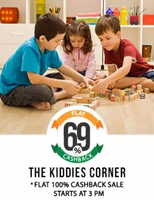 Paytm 100% Cashback sale (@ Kiddies Corner) starts at 3 pm, Next Sale at 6 pm