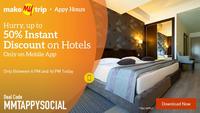 LIVE - MakeMyTrip AppyHours - 50% Instant Discount On Hotels ( T &C Link Added)