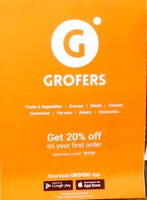 Grofers 20% off on first order Max 200 (New Code) Valid for NEW USERS Only!!!