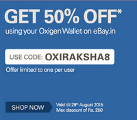 Ebay : Flat 50% off via oxigen wallet (max discount 250) !!