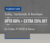 snapdeal flat 25% off on recliners, sofas and sectionals.