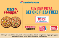 [Live] Dominos Buy 1 Get 1 Pizza free BOGO 