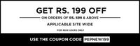 Get Rs.199 off on Rs.599 & above Site wide (will be live at 12)