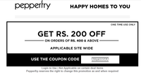 Pepperfry 200 off on 400 on selected accounts, check your e-mails!!!