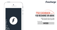 Recharge for a minimum Rs.50 and get a Rs. 50 cashback (New User Only) || Freecharge