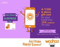 [Expired] Woohooapp only... 15% cashback on gifting Rs. 1500 & above Woohoo gift card [6 & 7 Oct]