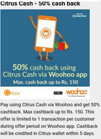 EXPIRED --- Pay using Citrus Cash via Woohoo and get 50% cashback