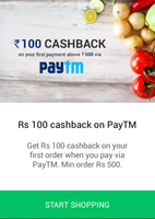 peppertap 100 Rs cashback on minimum 500 Rs paying through paytm wallet