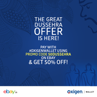 [EXPIRED] Enjoy 50% off at eBay using promo code 50DUSSEHRA using Oxigen Wallet