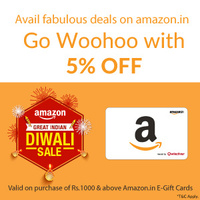 [Expired] 5% off on purchase of Amazon.in E-Gift Card worth Rs.1000 and above || Woohoo