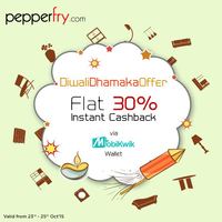Pepperfry : Flat 30% Cashback on Pepperfry.com via Mobikwik Wallet