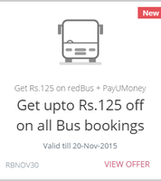 Redbus: Get upto 125 off on all bus bookings