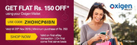 Get Rs.150 off using oxygen wallet minimum purchase of Rs.250 for first transaction