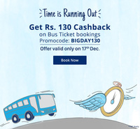 Get ​​Rs 130 C​ash​​back​ on Bus ticket bookings of Rs. 300 or more @ PAYTM