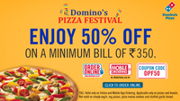 Domino's 50% off + 25% cashback today! 