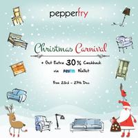 Christmas Carnival with Paytm:Extra 30% Cashback on Pepperfry.com via Paytm Wallet.